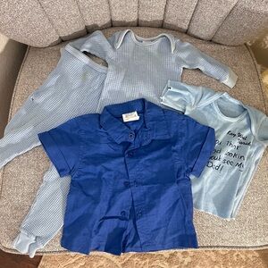 Vintage 80s Baby Boy Shirts Long Johns Lot Of 4 Clothing 9-18 Months Month Blue